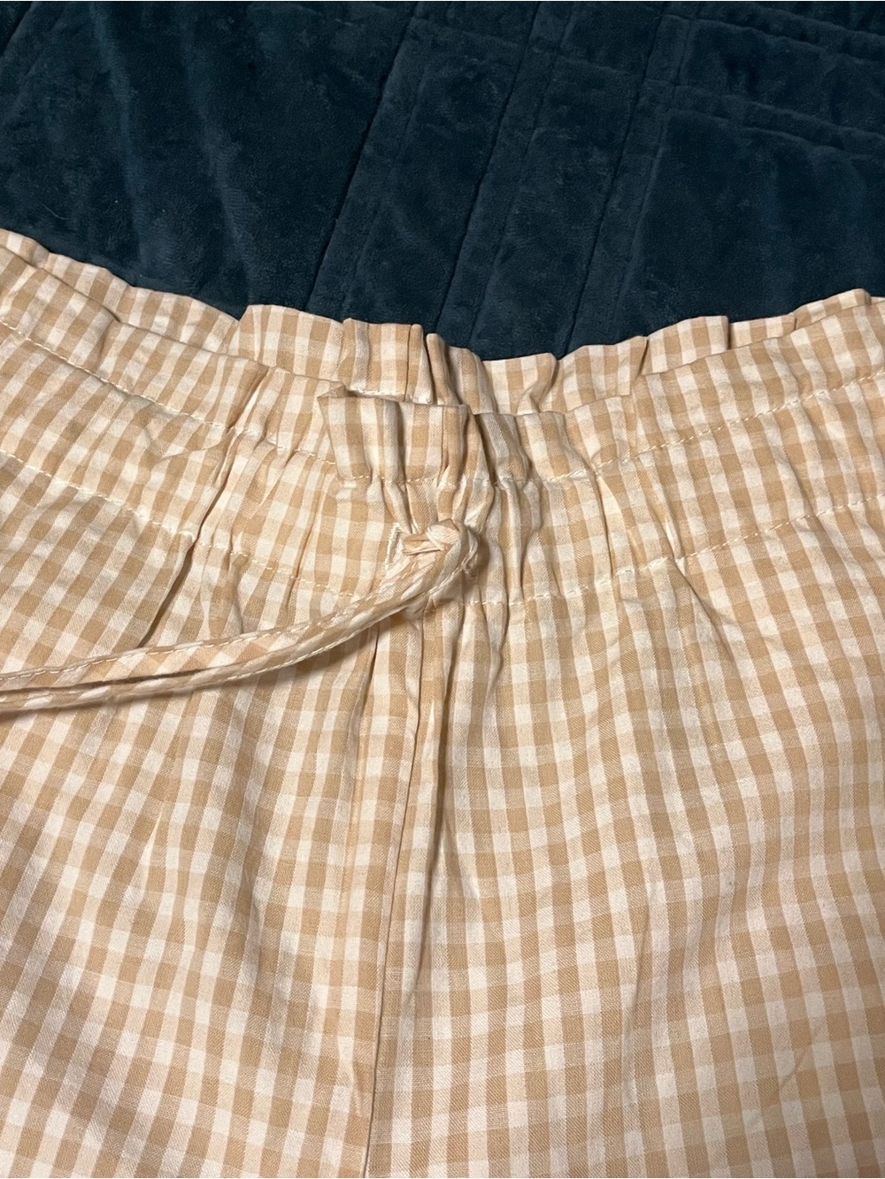 And Now This Gingham Drawstring Wide Leg Pants in Tan and White Check  Size Smal